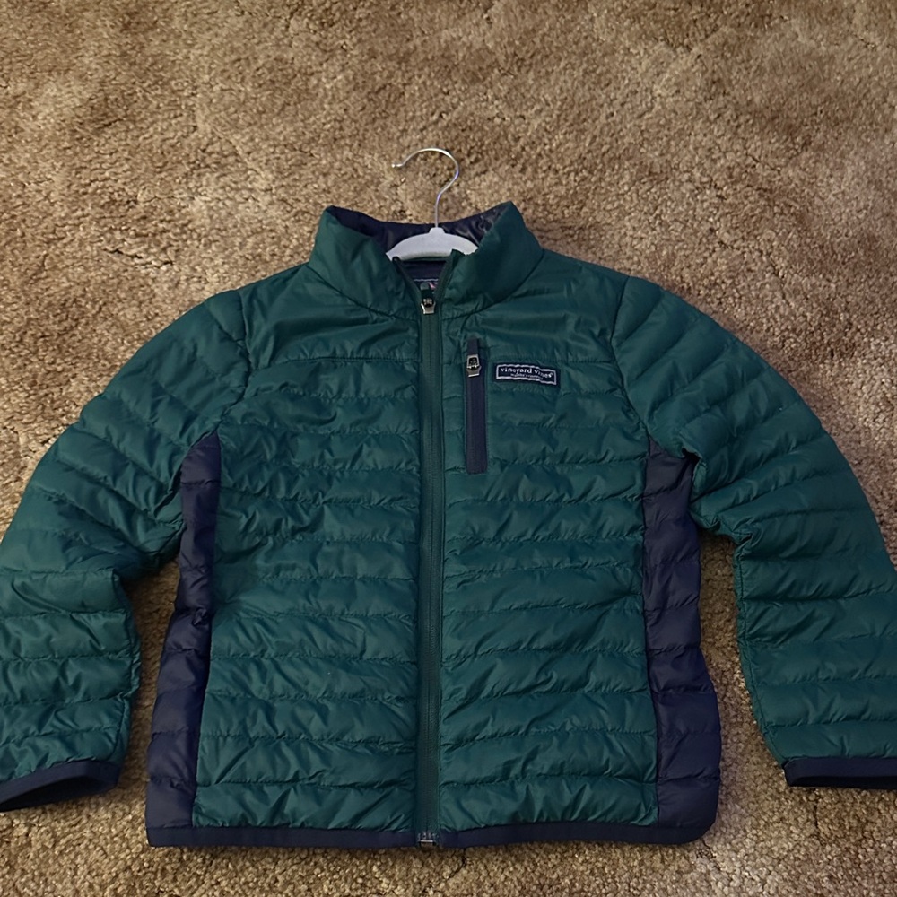Vineyard Vines Kids Teal and Navy Puffer Jacket